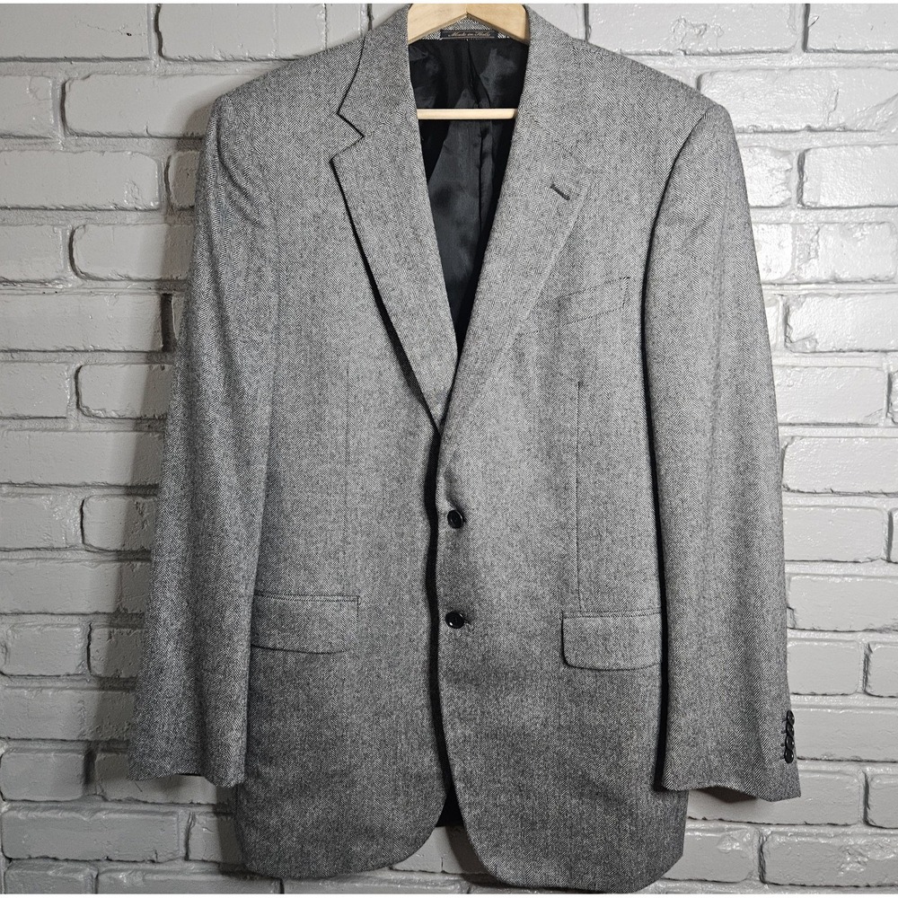 Trussini Linea Classico Cashmere‎ Men's Suit Jacket Blazer Herringbone Italy 44R